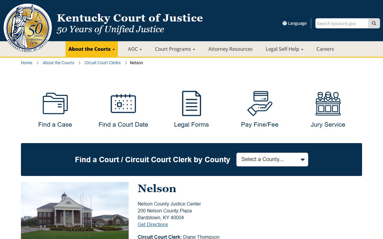 Nelson County court records after jail arrest clerk page